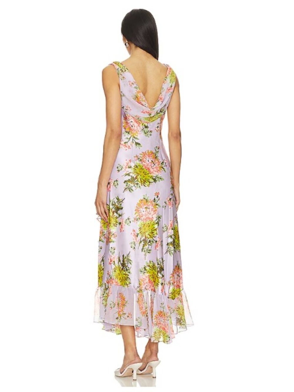 Cinq à Sept Chrysanthemum Ray Silk Floral Midi Dress, Purple | Size 6 - Picture 2 of 9